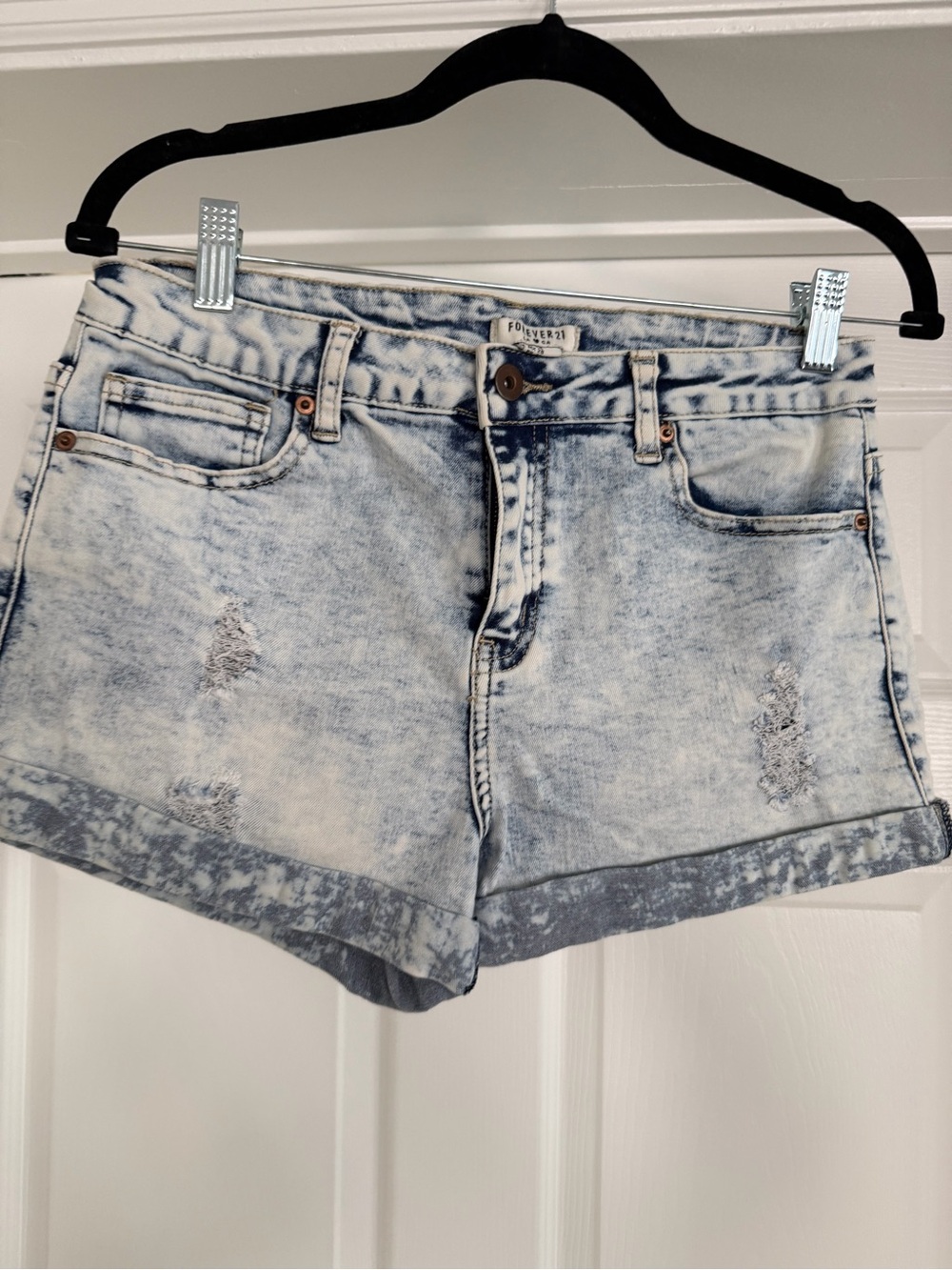 Forever 21 Acid Wash Light Blue Denim Shorts